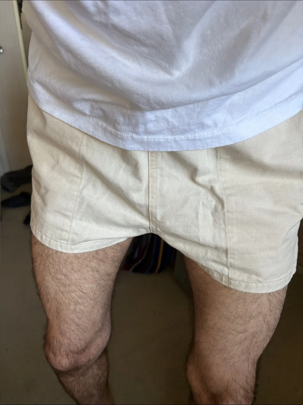 Men's Cream Cotton Casual Shorts by RICK MAJORS. Medium. Made in the USA